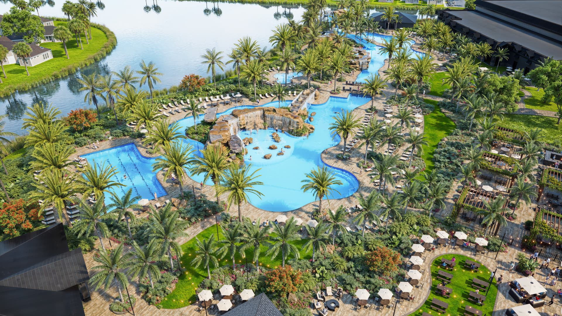 The lagoon pool and resort-style amenities at Kingston South